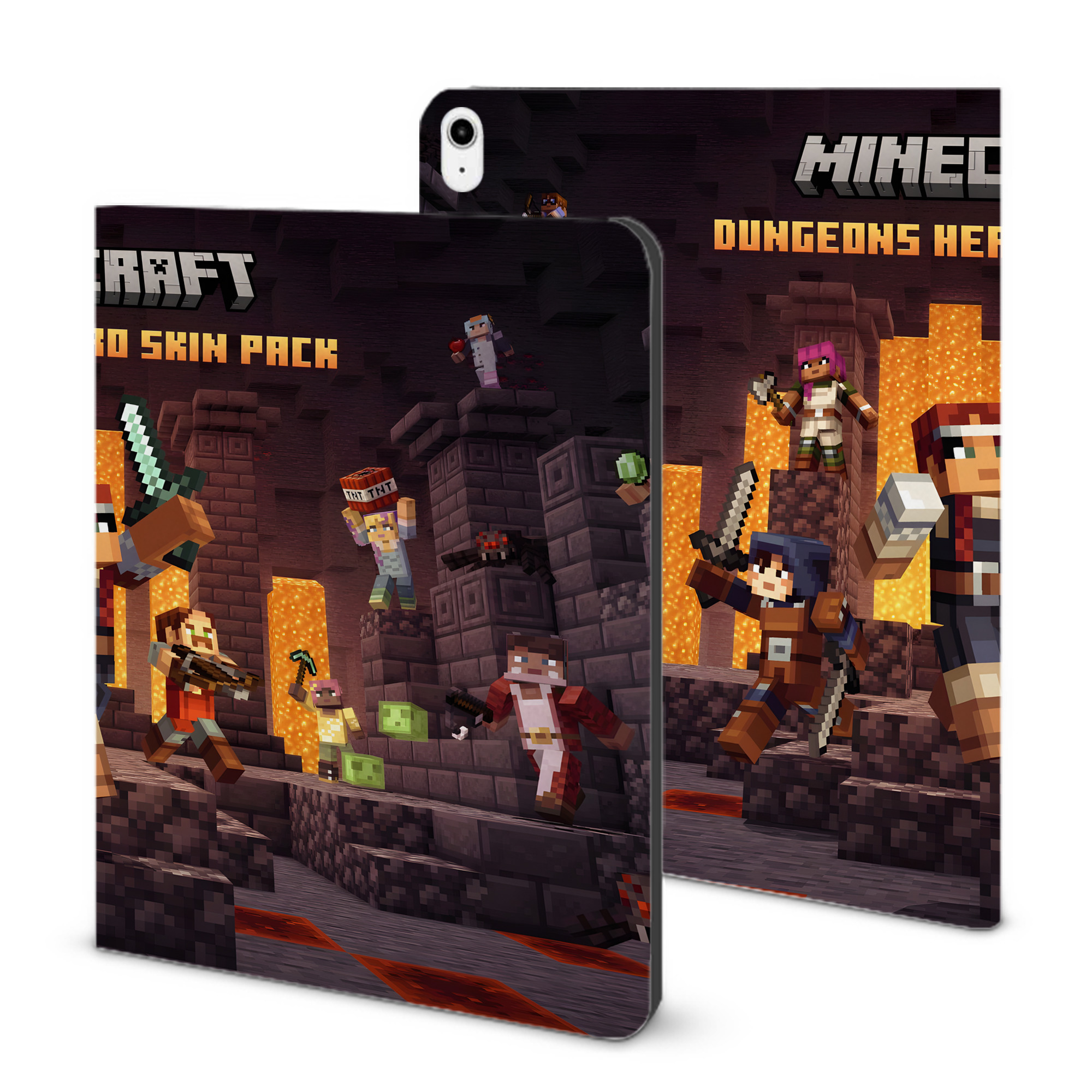 （画像用） マインクラフト ブロックの世界 Minecraft MC Block world IPadケース ペンホルダー付き ブックスタイルデザイン